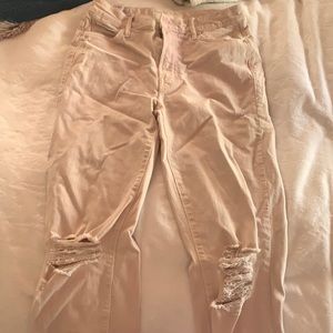 Light pink distressed jeans from Mother